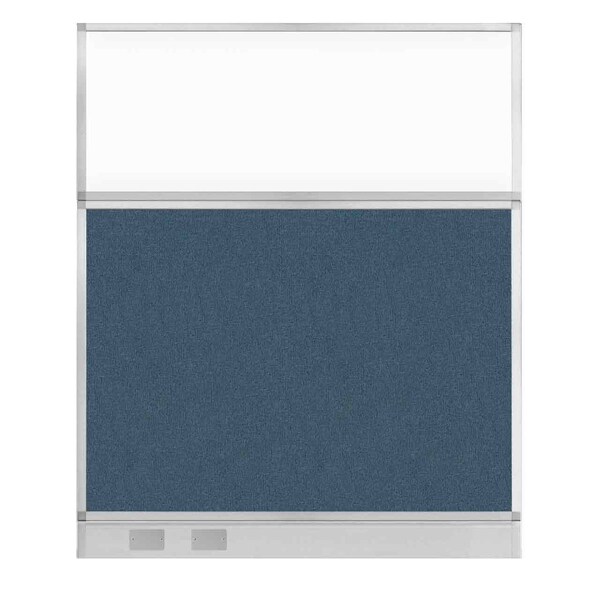 Hush Panel Cubicle Partition 5' x 6' W/ Window Caribbean Fabric Clear Window W/ Cable Channel